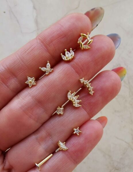 925 Ayar Gümüş Arkası Düz Kıkırdak ve Tragus Piercingleri
