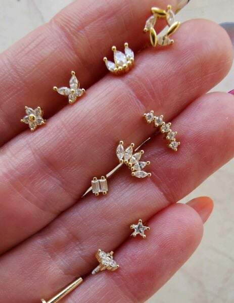 925 Ayar Gümüş Arkası Düz Kıkırdak ve Tragus Piercingleri