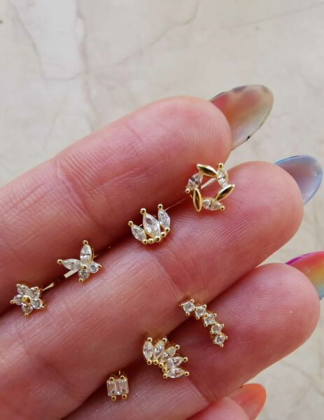 925 Ayar Gümüş Arkası Düz Kıkırdak ve Tragus Piercingleri