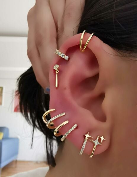 Mini Earcuff Kıkırdak İthal Küpe-TEK