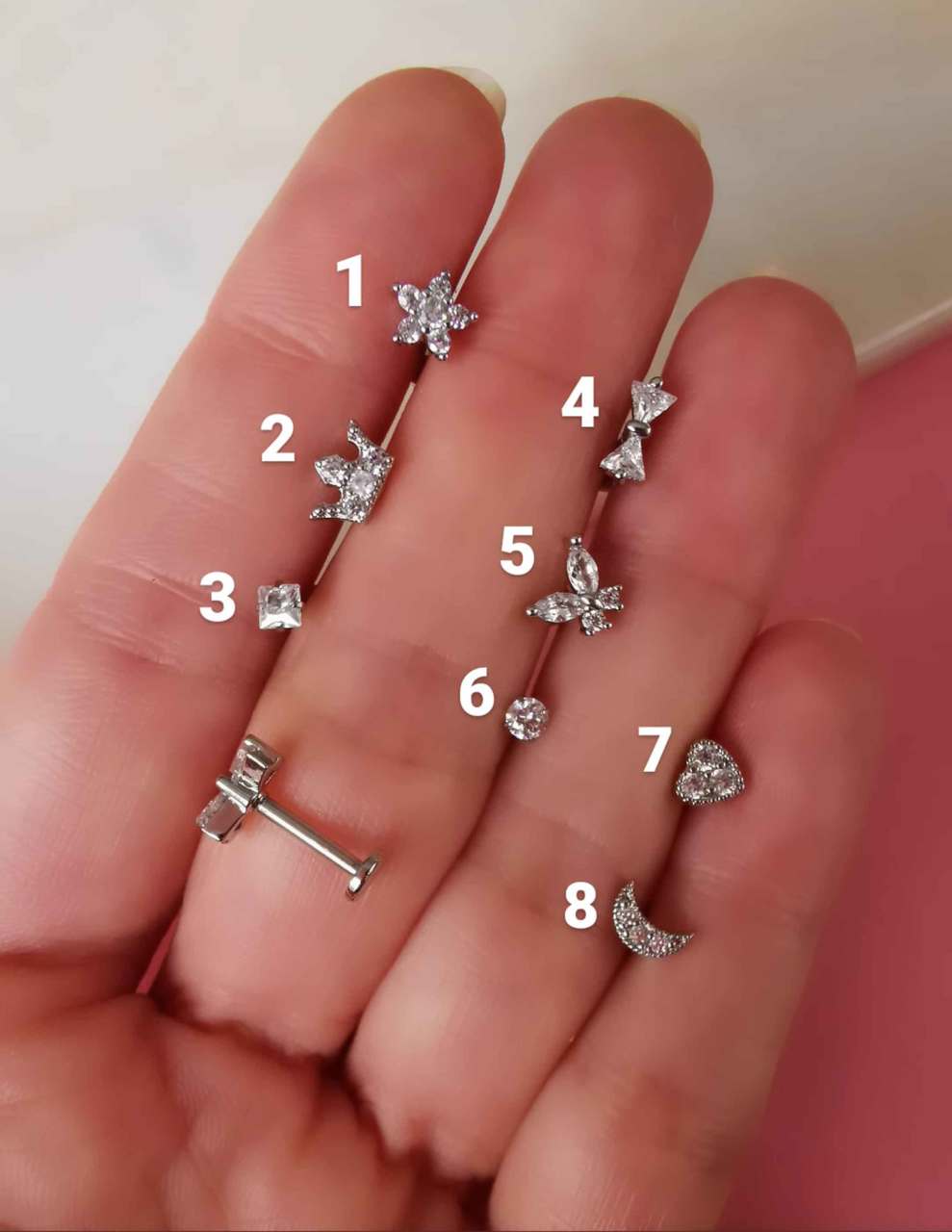 Cerrahi Çelik Arkası Düz Kıkırdak ve Tragus Piercingleri