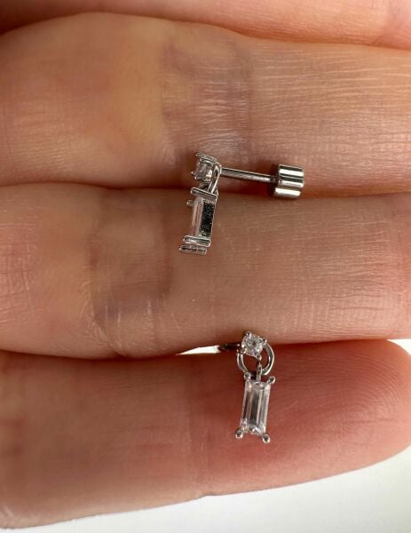 925 Ayar Gümüş Kıkırdak ve Tragus Piercingleri-Bar Uzunluğu 5 mm.