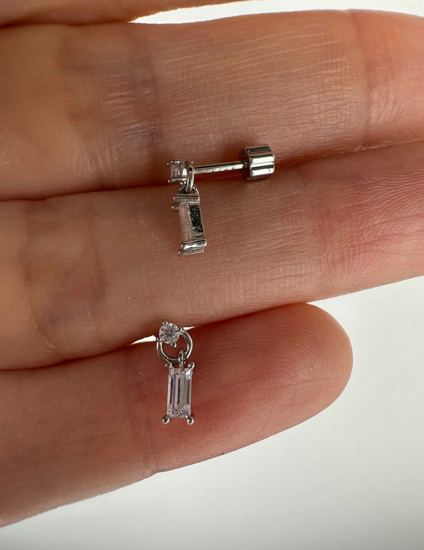 925 Ayar Gümüş Kıkırdak ve Tragus Piercingleri-Bar Uzunluğu 5 mm.