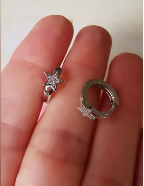 Yıldız Halka Küpe 1,2 cm -İthal TEK