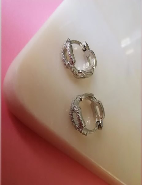 Taşlı Zincir Halka Küpe 1,2 cm -İthal TEK