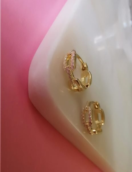 Taşlı Zincir Halka Küpe 1,2 cm -İthal TEK