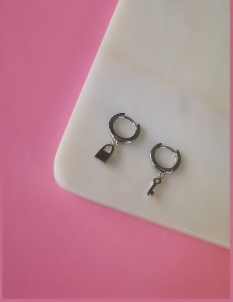 Anahtar Kilit Halka Küpe 1,2 cm-İthal ÇİFT