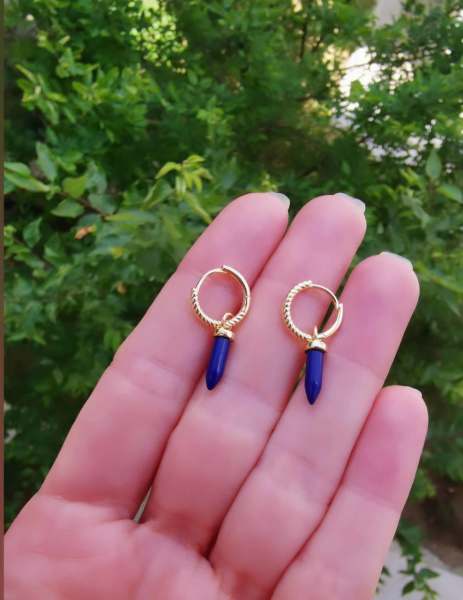 Lacivert Kurşun Küpe Gold-İthal ÇİFT