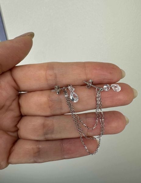Serina Kristal Taşlı İkili İthal Küpe - TEK