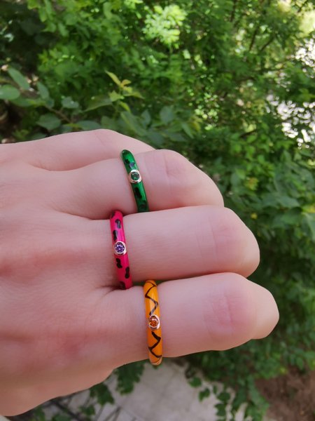 Animal Print Mineli Yüzük-İthal