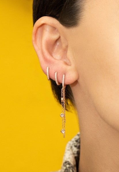 Taşlı Minik Halka Küpe 1,1 cm. ÇİFT
