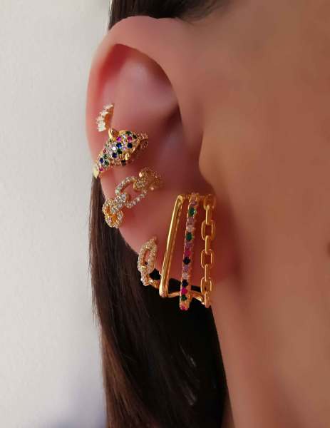 Kaplan Earcuff Kıkırdak Küpe-İthal