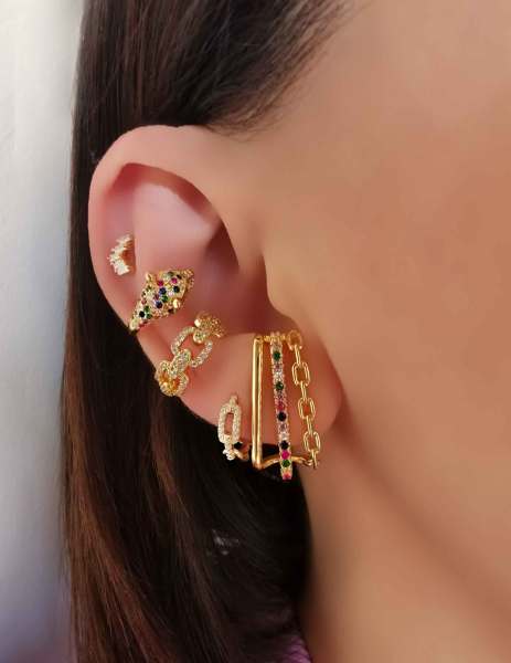 Kaplan Earcuff Kıkırdak Küpe-İthal