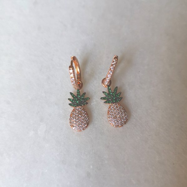 Ananas Sallantılı Halka Küpe-İthal ÇİFT