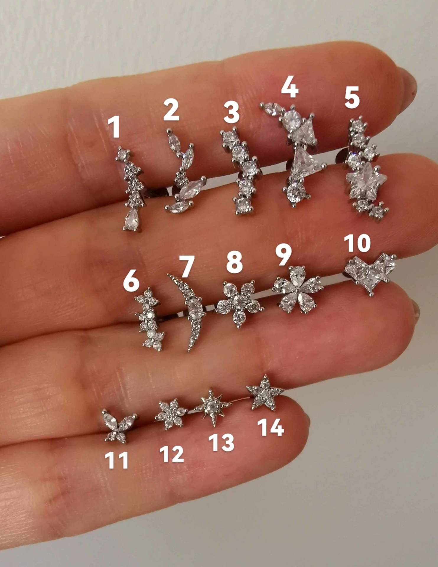 Cerrahi Çelik Arkası Düz Kıkırdak ve Tragus Piercingleri