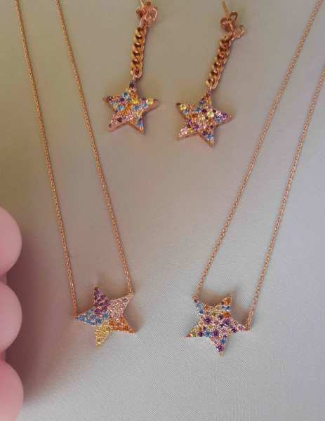 Pastel Renkli Yıldız Kolye 5 Renkli
