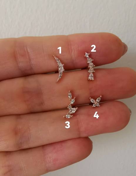 Cerrahi Çelik Arkası Düz Kıkırdak ve Tragus Piercingleri