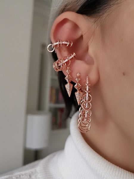 Halka Detaylı Earcuff Kıkırdak Küpe-İthal