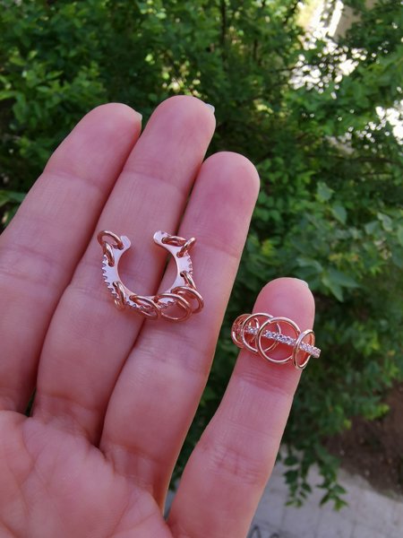 Halka Detaylı Earcuff Kıkırdak Küpe-İthal