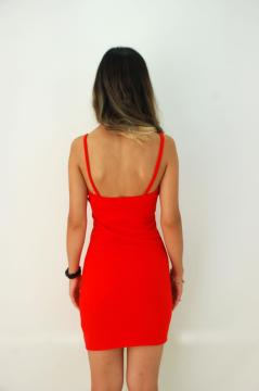 Fermuar Detaylı Kırmızı Mini Elbise