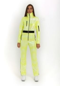 Hologramlı Neon Sarı Kayak Tulumu