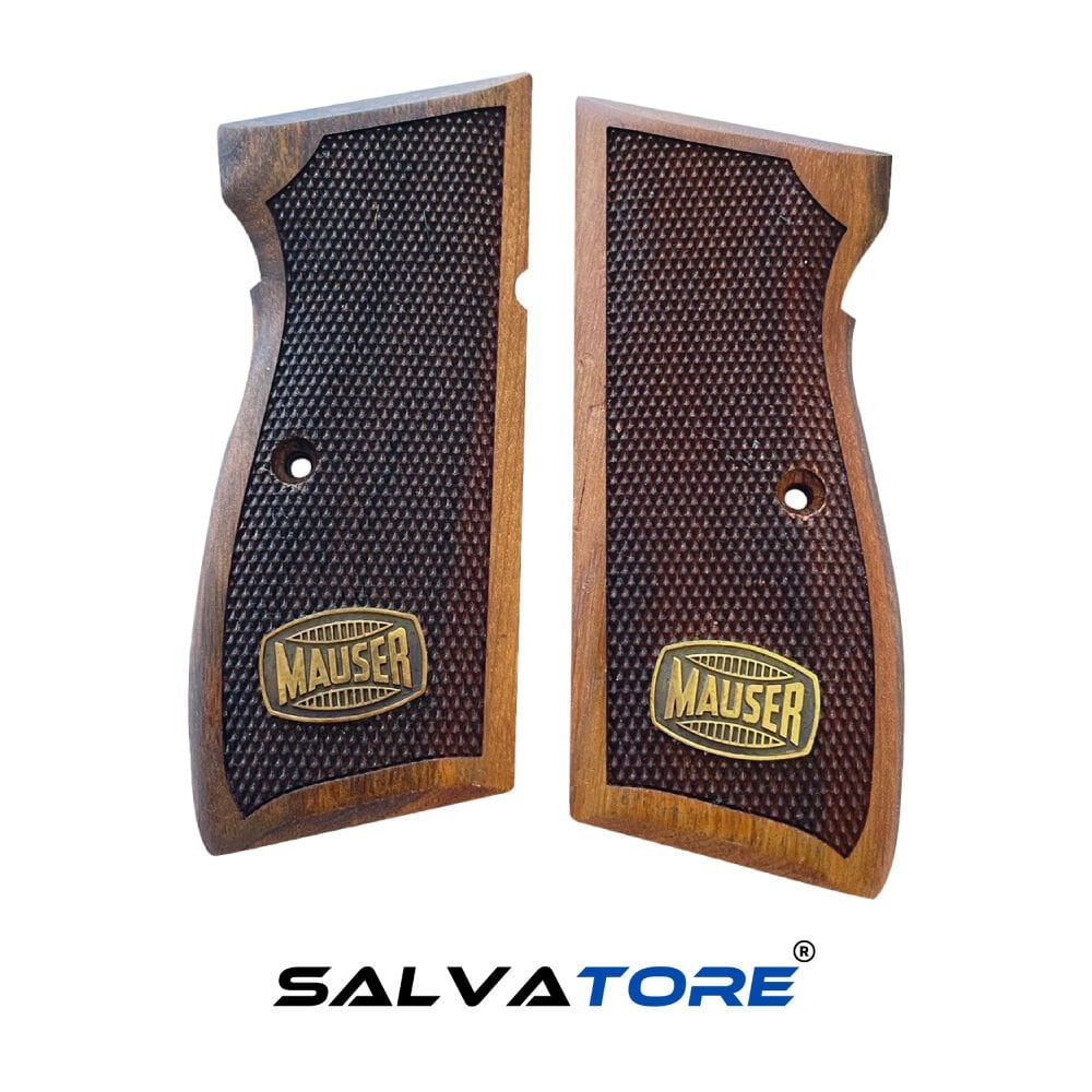 Salvatore Walnut Tactical Pistol Grip with Pure Brass Logo Revolver For Mauser Hunting Equipment Airsoft Accessories