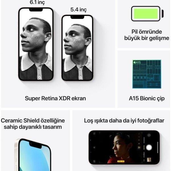 iPhone 13 128 GB Beyaz Cep Telefonu (Apple Türkiye Garantili)