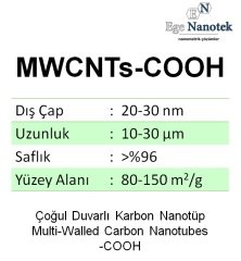 Çoğul Duvarlı Karbon Nanotüp-COOH ilaveli MWCNT-COOH Dış Çap:20-30 nm Uzunluk:10-30 mikron