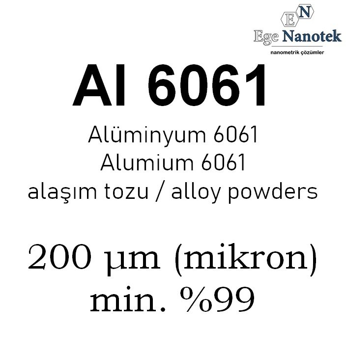 Alüminyum Al 6061 Alaşım Tozu 200 mikron min. %99