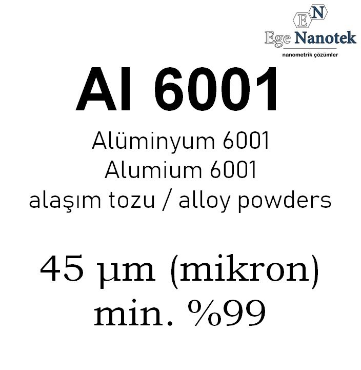Alüminyum Al 6001 Alaşım Tozu 45 mikron min. %99
