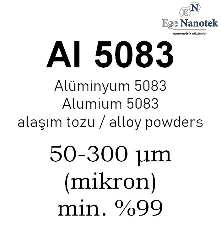 Alüminyum Al 5083 Alaşım Tozu 50-300 mikron min. %99