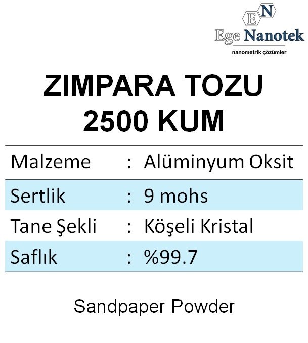 2500 Kum Zımpara Tozu Alüminyum Oksit Alümina P2500