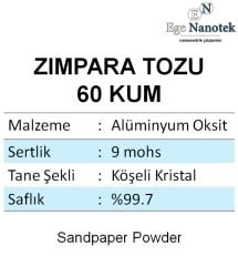 60 Kum Zımpara Tozu Alüminyum Oksit Alümina P60