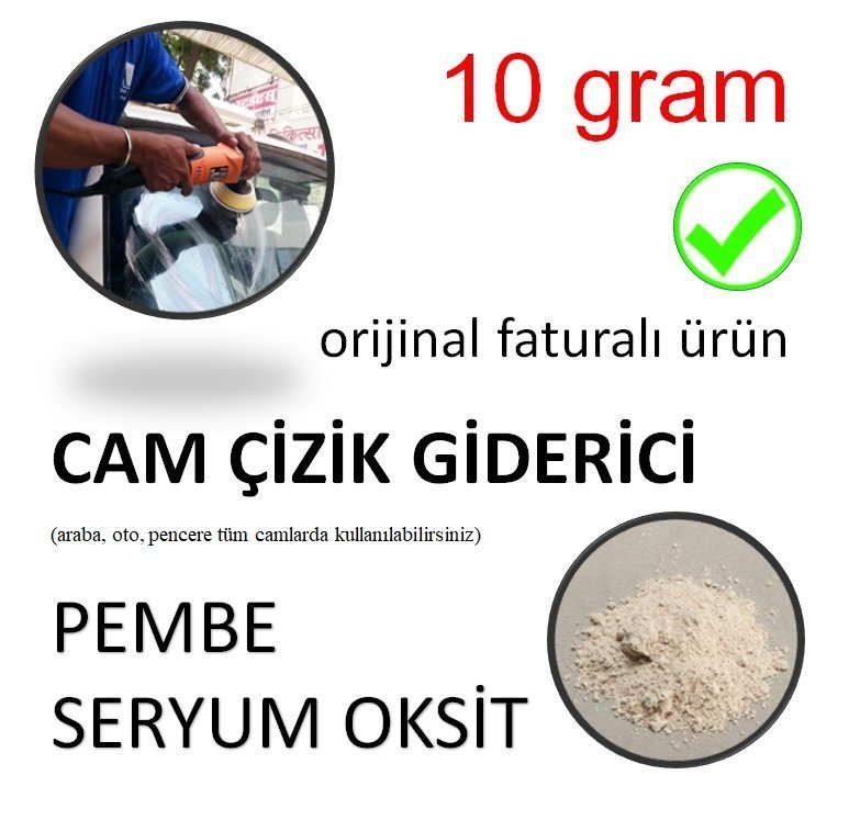 Araba Camı Çizik Giderici Toz Pembe Seryum Oksit - 10 GRAM