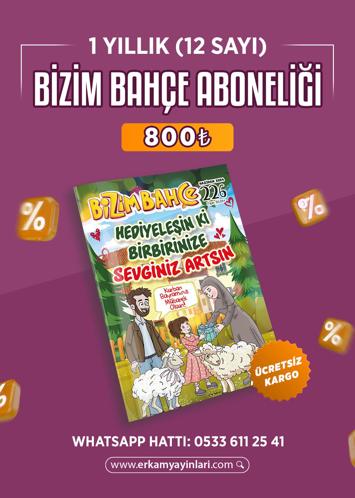 Bizim Bahçe Dergisi Yurtiçi Abonelik - Yıllık