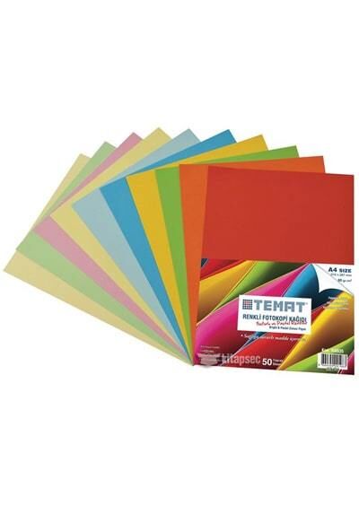 Temat Renkli Fotokopi Kağıdı A4 10 Renk 50 Adet