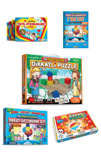 7 Yaş Eğitici Etkinlik Seti Adeda 1.Sınıf Tatil Dikkat Güçlendirme Puzzle 5 li Paket