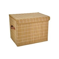 Katlanır Kapaklı Bambu Sepet - 41x31x31