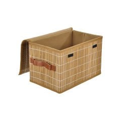 Katlanır Kapaklı Bambu Sepet - 32x21x20