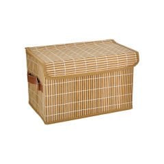Katlanır Kapaklı Bambu Sepet - 32x21x20