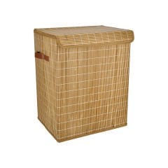 Katlanır Kapaklı Bambu Sepet - 40x30x50