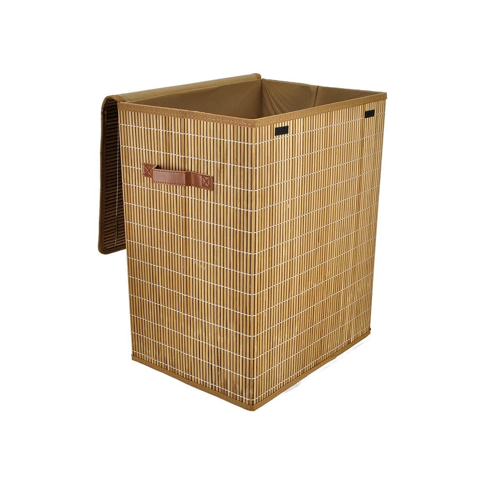 Katlanır Kapaklı Bambu Sepet - 40x30x50