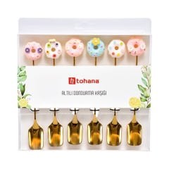 6'lı Donut Desenli Dondurma Kaşığı - 12 cm