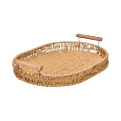 Bambu Saplı Hasır Görünümlü Plastik Tepsi