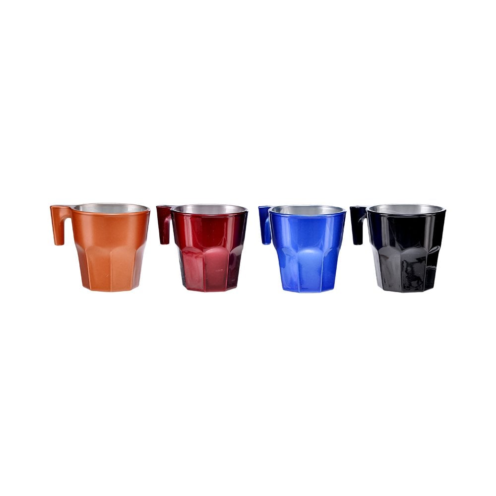 4'lü Metalik Cam Espresso Fincanı - Casablanca - 70 ml