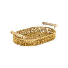 Bambu Saplı Hasır Görünümlü Plastik Tepsi No 3