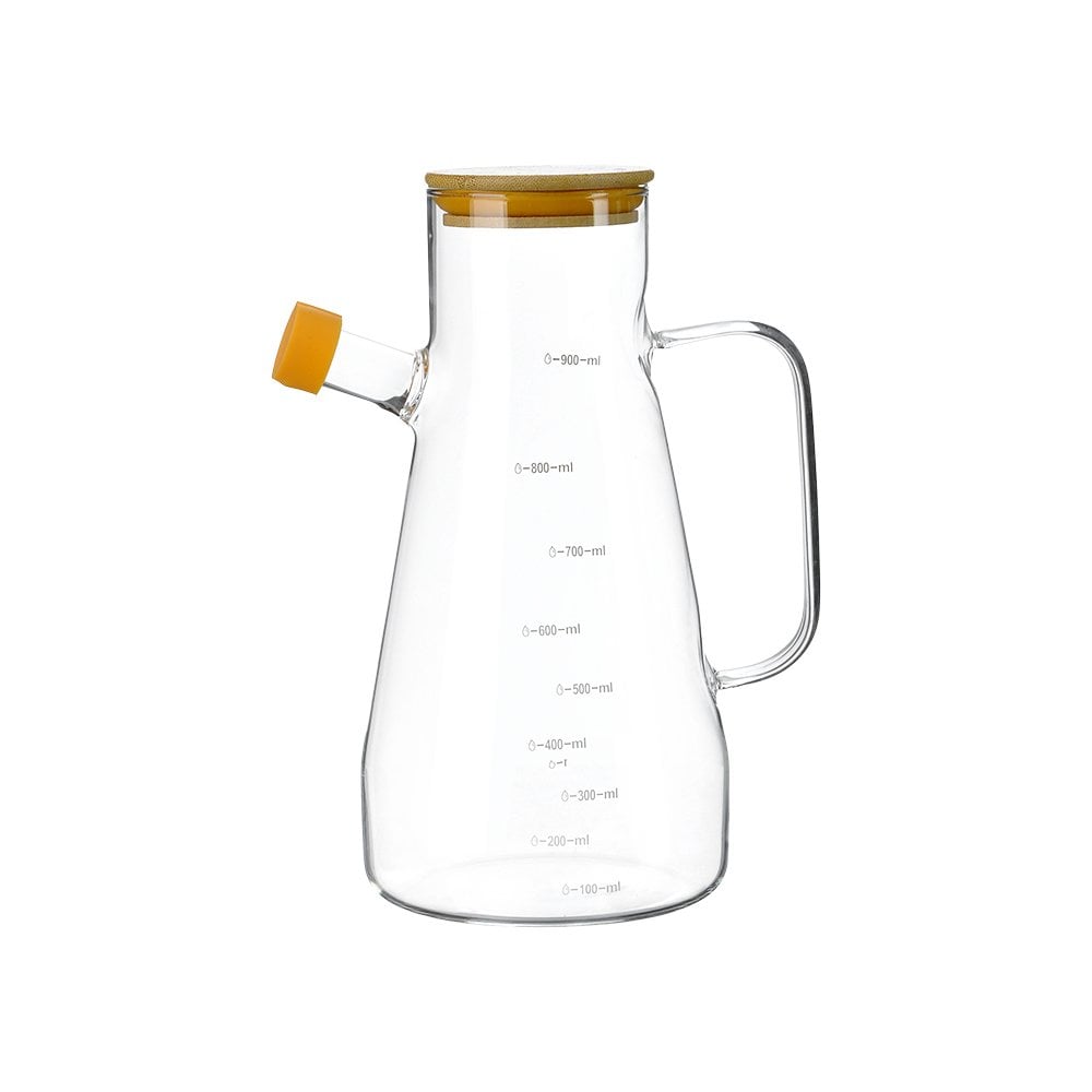 Bambu Kapaklı Cam Yağlık - 900 ml