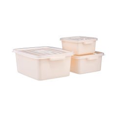 Plastik Saklama Kabı 3'lü Set - 3,5 L Krem