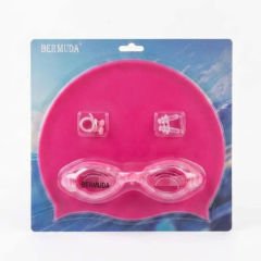 Vakumda Yüzücü Gözlüğü ve Bone Set Pembe