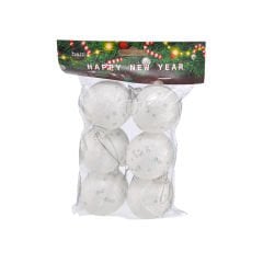 6'lı Beyaz Köpük Yılbaşi Topları -  6cm